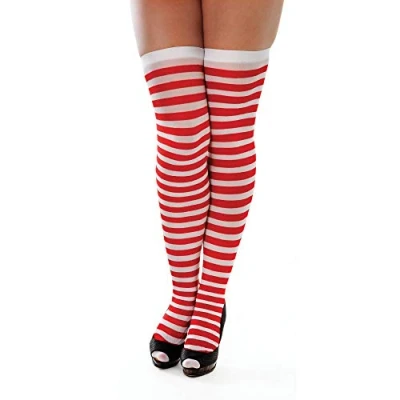 Image of Bristol Novelty BA034 Striped Stockings, Red/White, One Size