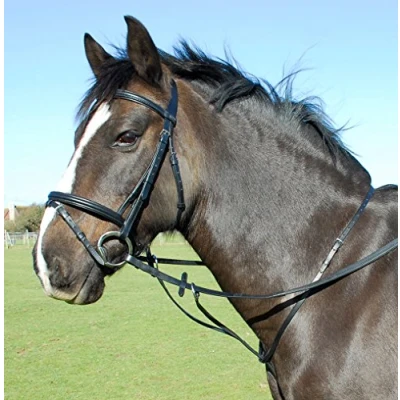 Image of Heritage English Leather Running Horse Riding Schooling Martingale Blk Brn (Full, Black)