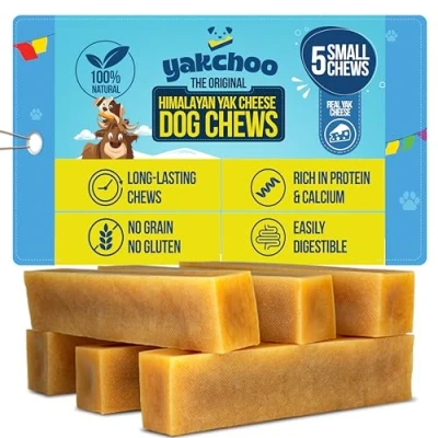 Image of Yakchoo Himalayan Yak Chews for Dogs 150g (Small 5 Chews) 100% Natural Cow &amp; Milk Dog Chew Small Breeds Bones Long Lasting Treats Dental Aggressive Chewers