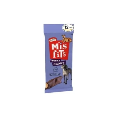Image of Misfits Wonky Chomp Dog Treats, with Beef Pack of 12 (12 x 170 g)