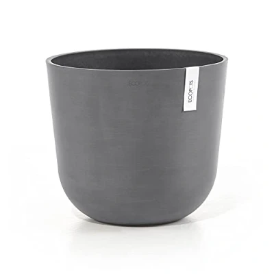 Image of Ashortwalk ECOPOTS Oslo Round Plant Pot made from Recycled Plastic (Diameter 35cm x Height 30.5cm) (Grey)