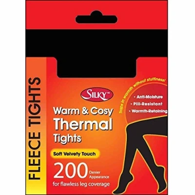 Image of SILKY GREY FLEECE 200 DENIER TIGHTS LARGE