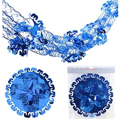 Image of Christmas Concepts® 9ft x 1ft Large Round Foil Garland Festive Hanging Decorations Trimming (Royal Blue)