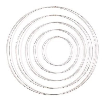 Image of Vaessen Creative Metallringe Set Zum Basteln, 10 Stück in 5 Größen, aus 3 mm Metalldraht, Silber, für Traumfänger, Kranz binden und DIY Deko, Silver, 3mm