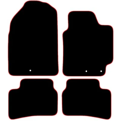 Image of Carsio Carpet Car Mats For Kia Rio 2017 Onwards 4 Piece Set Tailored Fit Floor Mat Complete Accessory Black Custom Fitted All Weather, Anti Slip Backing &amp; Red Trim