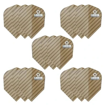 Image of Harrows Carbon Dart Flights 5 x sets Darts (15 Total) I 100 Micron Premium Extra Strong Made in UK Professional Accessories Gold