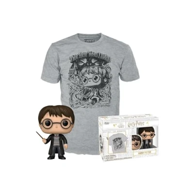 Image of Funko POP! &amp; Tee: Harry Potter Flocked Medium T Shirt Clothes With Collectable Vinyl Figure Gift Idea Toys and Short Sleeve Top for Adults Unisex Men Women Official Merchandise
