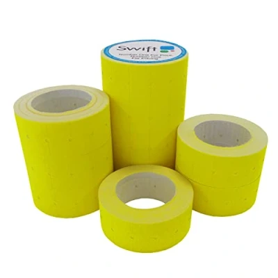 Image of Swift 22 x 12 mm Price Gun Labels CT1 Yellow 10 Rolls 5,000 Stickers Pricemarking Tags Fits Many Pricing Labellers