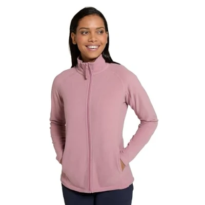 Image of Mountain Warehouse Raso Womens Fleece Soft Touch Ladies Sweater Top with Full Zip, Microfleece Best for Daily Use, Outdoors &amp; Travelling Bright Pink Women&#039;s Size 6