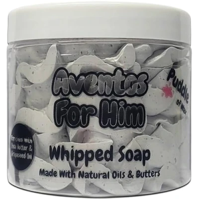 Image of Aventos For Him Whipped Soap Body Wash 150g Natural Oils and Butters Aftershave Scent Vegan Friendly Puddle of Wax Made in the UK