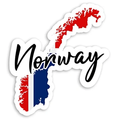 Image of 2 x 10cm Norway Flag Map Vinyl Stickers Norwegian Luggage Sticker #31643 (10cm Tall)