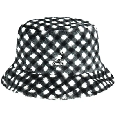 Image of Kangol Mens Faux Fur Bucket Hat Black Gingham L
