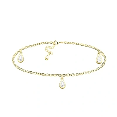 Image of Sofia Milani Women&#039;s Anklet 925 Silver Gold Plated Zirconia Pendant A0006