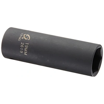 Image of Sunex 2619 1/2 Inch Drive 19 Mm Extra Thin Wall Deep Impact Socket