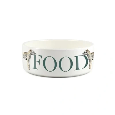 Image of Small Ceramic Pet Bowl Border Terrier Food White Dish For Dogs