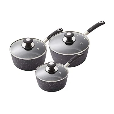 Image of Tower Precision 3 Piece Non Stick Saucepan Set Black