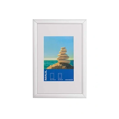 Image of Maul Picture Frame, Aluminium MDF Plastic glass, White, 10 x 15 cm