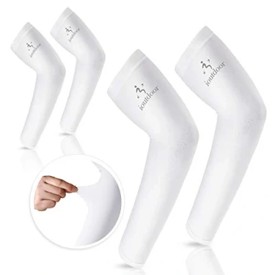Image of Arm Sleeves UV Protection,Arm Warmers Support Stretchy Anti slip,Compression to Cover Arms Womens Mens Youth for Covering Tattoo Basketball Running Cycling Gardening Outdoor (White,2 Pair)