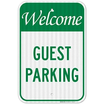 Image of Inga Guest Parking Only Sign Funny Retro Metal 8x12 inches