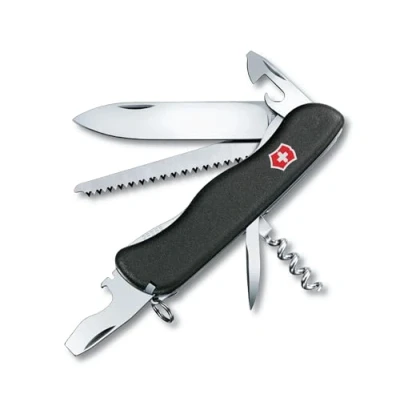 Image of VICTORINOX Swiss Pocket Knife Forester, 12 Functions, Multi Tool with Large Blade, Tin Opener, Screwdriver 3 mm, Locking Black