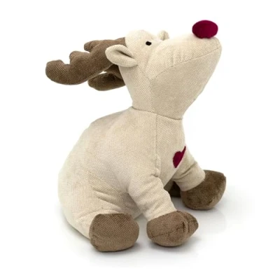 Image of Carousel Home Rudy Red Nosed Reindeer Doorstop Fabric Door Stop Animal Novelty Indoor Deer Shaped Christmas Decorative Weighted Stopper 1.5kg
