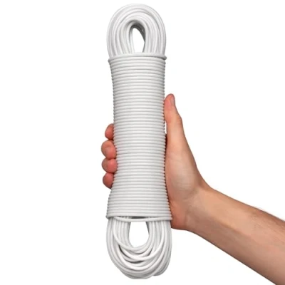 Image of Hardys 50m Washing Line Clothes with Steel Core &amp; PVC Coated Rope Long Indoor, Outdoor Camping Rot, Mould Weather Resistant White
