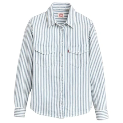 Image of Levi&#039;s Women&#039;s Iconic Western Button Down Shirt, Marinas Stripe, XS