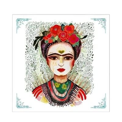 Image of 20 Napkins Art Frida in the Heart as Table Decoration Paper with Motif Also for Decoupage and 33 x cm