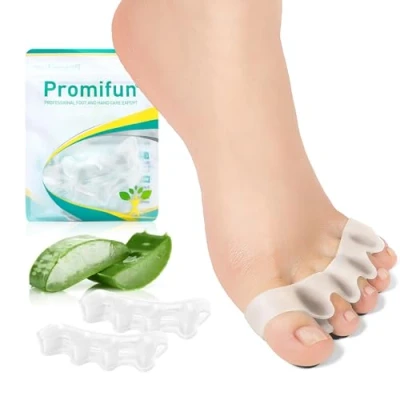 Image of Promifun Toe Separators, 8 Pack Bunion Corrector for Women/Men, Spacers, Foot Alignment Dividers to Correct Bunions, Hammertoes, Relief Restore Feet White