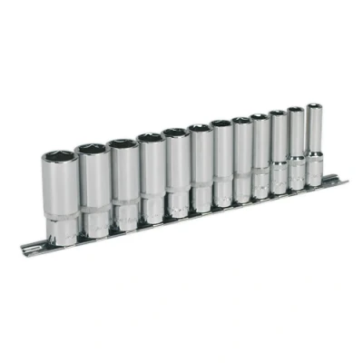Image of Sealey Premier Socket Set 12pc 3/8&quot;Sq Drive 6pt Deep WallDrive® Metric