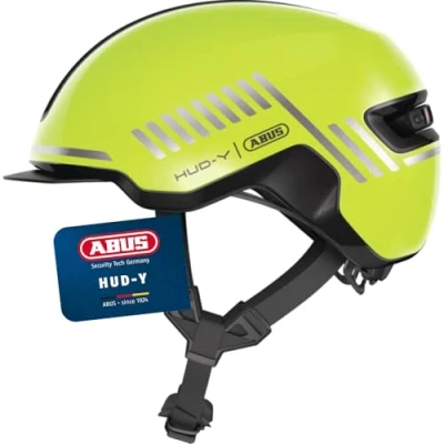 Image of ABUS Urban helmet HUD Y magnetic, rechargeable rear LED light with magnetic attachment a cool bike for everyday use men and women