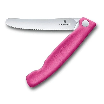Image of Victorinox, Swiss Classic, Professional Tomato and Table Knife, Extra Sharp Blade, Serrated Edge, 11 cm, Robust Plastic Handle, Stainless Steel, Pink, unknow