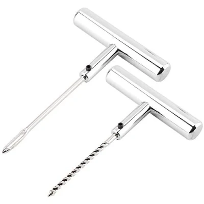 Image of Tire Repair Kit, 2Pcs Tyre Repairing Tool Set Replacement Needles with T Handle Plug for Motorcycles Cars Bike