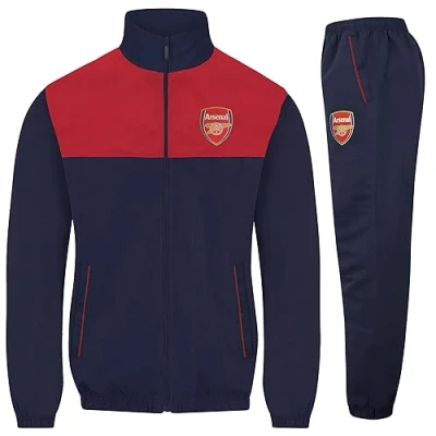 Image of Arsenal FC Official Gift Mens Jacket &amp; Pants Tracksuit Set Navy Red Large