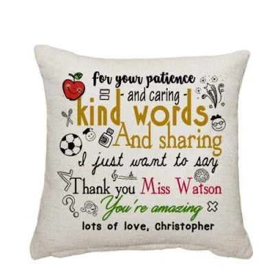 Image of Getagift Personalised Teachers Themed Funny Day/Christmas/Birthday Linen Cushion Cover, Throw Pillow Cover. (Design 6)