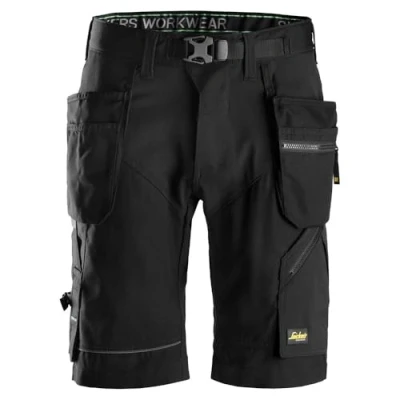 Image of Snickers FlexiWork Work Shorts+ Holster Pockets Black/Black 44