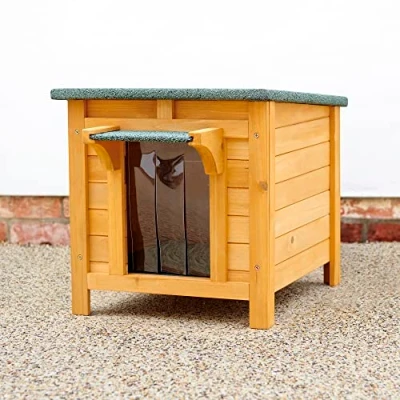 Image of FeelGoodUK Wooden Hide House Cat Rabbit Shelter Shade Small Animal 42 w x 51 d h