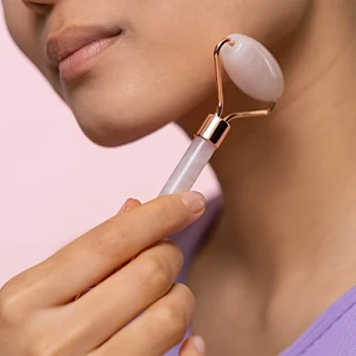 Image of Face Massager Roller, Jade Roller for Face, Gua Sha Tool, Facial Beauty Skincare Tool (Pink)