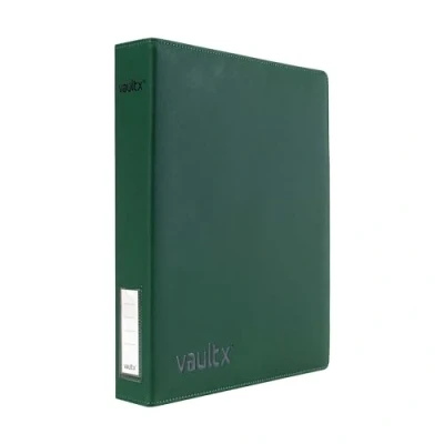 Image of Vault X Premium Exo Tec 3 Ring TCG Binder for 9 Pocket Trading Card Pages 30+ Page Capacity Easy Open D Clip CCG Photo Cards (Slim, Green)