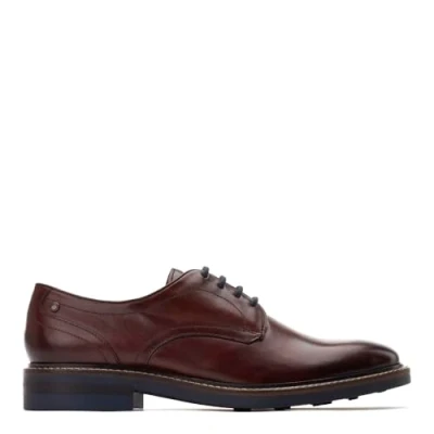 Image of Base London Mens Mawley Washed Brown Leather Derby Shoes UK 10