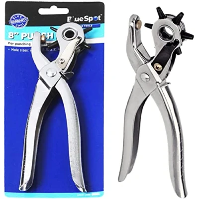 Image of SILVER Revolving Leather Punch Plier Rivet 6 Sizes DIY Belt EYELET Hole Cut Puncher Leathercraft Cutter Workshop Accessories Tailor Craft Hand Tools UK FREE P&amp;P