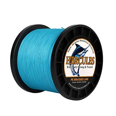 Image of Hercules Braided Fishing Line 1500m 1640yds 6lbs 100lbs Pe Superline 4 Strands (Blue 90lb/40.8kg 0.50mm)