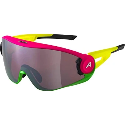Image of ALPINA Unisex Adult, 5W1NG Q sports glasses, pink green yellow matt, One Size