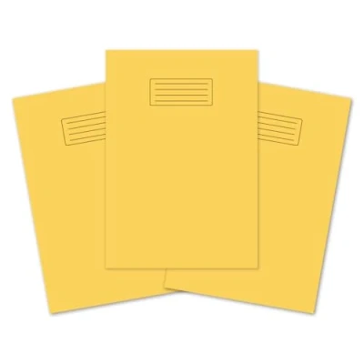 Image of indigo® A4 School Exercise Books Lined and Margin 8mm Ruled Notebook (Pack of 3, Yellow)