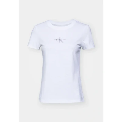 Image of Calvin Klein Jeans Gradient Monologo SLIM TEE Basic Tshirt, Women&#039;s, Size: Small, Brilliant white