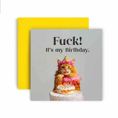 Image of Huxters Funny Birthday Card for Her Women Cat It&#039;s My Gift Mum Friend Bestie Daughter Auntie Sister Niece 14.8cm (It&#039;s Birthday)