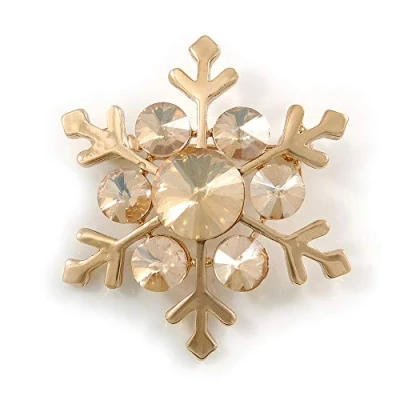 Image of Avalaya Gold Tone Crystal Snowflake Brooch 37mm L