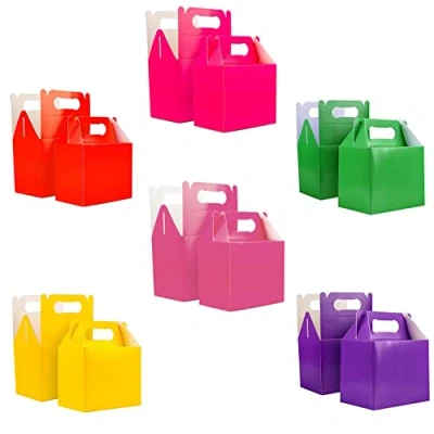 Image of SHATCHI 30Pcs Assorted Colours Cardboard Lunch Takeaway Birthday Wedding Carry Meal Food Cake Party Box Childrens Loot Bags