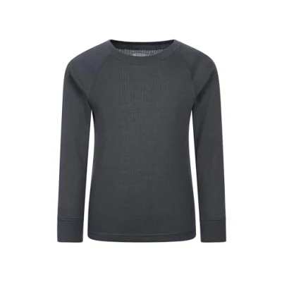Image of Mountain Warehouse Talus Kids Base Layer Top Breathable &amp; Lightweight Moisture Wicking Baselayers, Boys Girls Shirt Spring Summer, Outdoors, Travelling Hiking Charcoal Size 2 3 Years