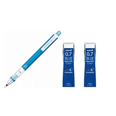 Image of Uni Mechanical Pencil Kurutoga Standard 0.7mm Blue (M74501P.33)+ Lead Nano Dia Color (U07202NDC.33) 2set